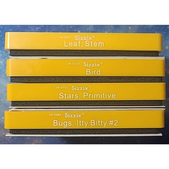 Sizzix Original Yellow Dies Lot Of 4 Leaf Stem, Bird, Stars Primitive, Bugs #2 - Picture 1 of 6